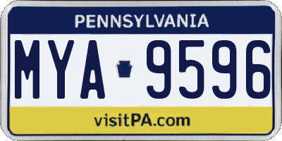 PA license plate MYA9596