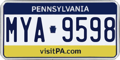 PA license plate MYA9598