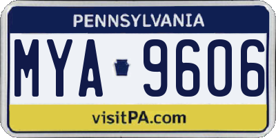 PA license plate MYA9606