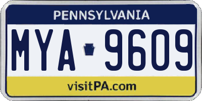 PA license plate MYA9609