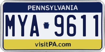 PA license plate MYA9611