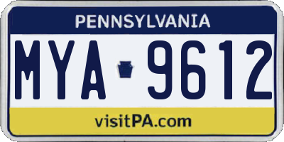 PA license plate MYA9612