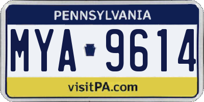 PA license plate MYA9614
