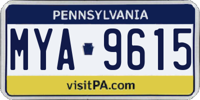 PA license plate MYA9615