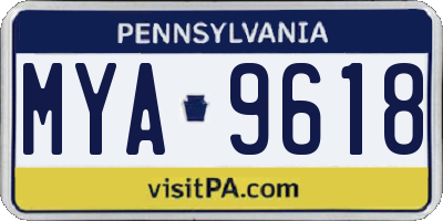 PA license plate MYA9618