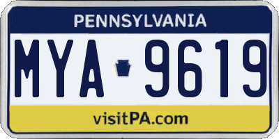 PA license plate MYA9619