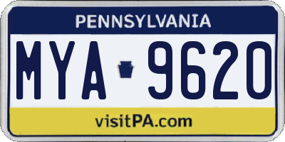 PA license plate MYA9620