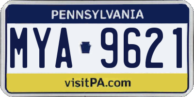 PA license plate MYA9621
