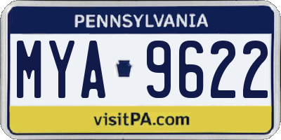 PA license plate MYA9622