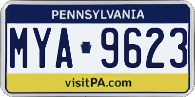 PA license plate MYA9623