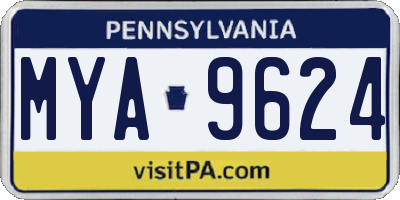 PA license plate MYA9624