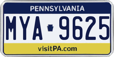 PA license plate MYA9625
