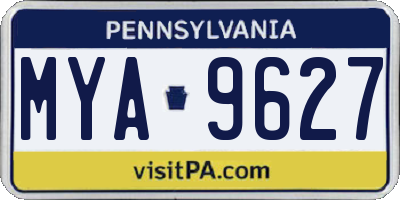 PA license plate MYA9627