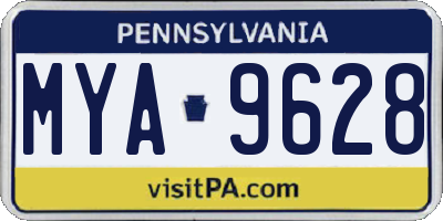 PA license plate MYA9628