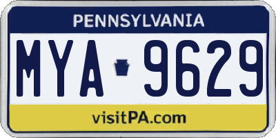 PA license plate MYA9629