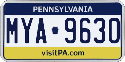 PA license plate MYA9630