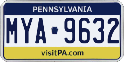 PA license plate MYA9632