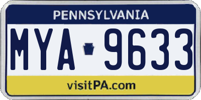 PA license plate MYA9633