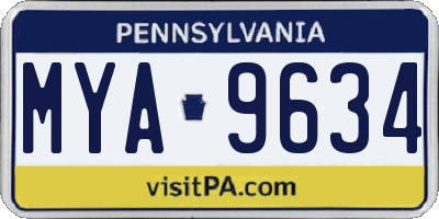 PA license plate MYA9634