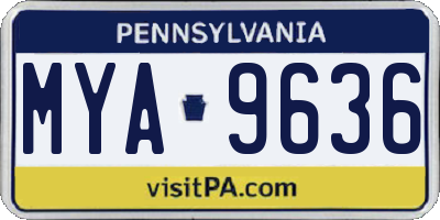 PA license plate MYA9636