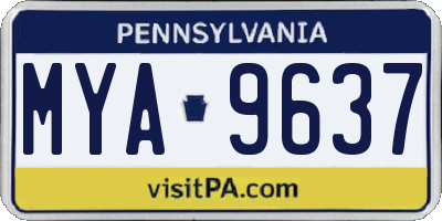 PA license plate MYA9637