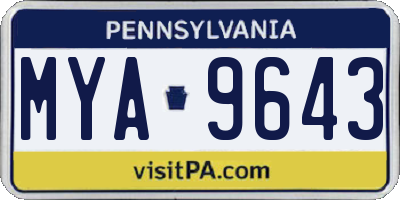 PA license plate MYA9643
