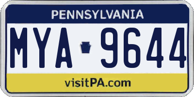 PA license plate MYA9644