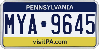 PA license plate MYA9645