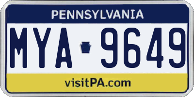 PA license plate MYA9649