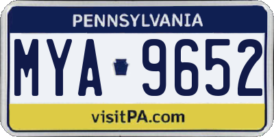PA license plate MYA9652