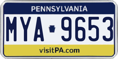 PA license plate MYA9653