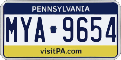 PA license plate MYA9654