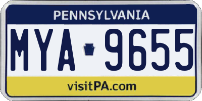 PA license plate MYA9655