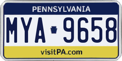 PA license plate MYA9658