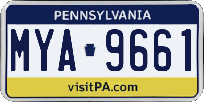 PA license plate MYA9661
