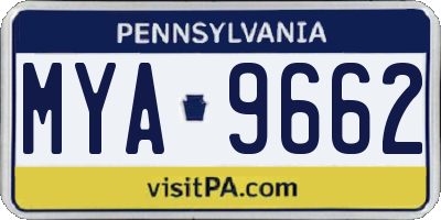 PA license plate MYA9662