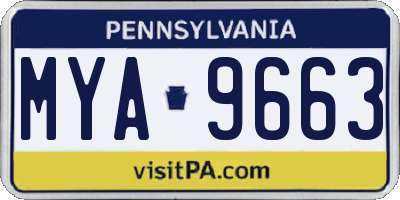 PA license plate MYA9663