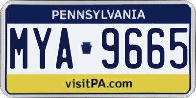 PA license plate MYA9665