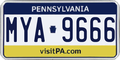 PA license plate MYA9666