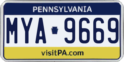 PA license plate MYA9669