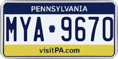 PA license plate MYA9670