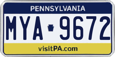 PA license plate MYA9672