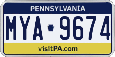 PA license plate MYA9674