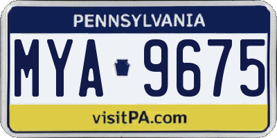 PA license plate MYA9675