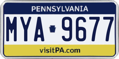 PA license plate MYA9677