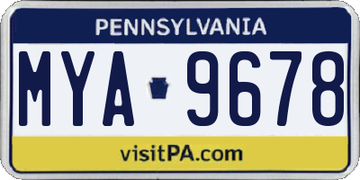 PA license plate MYA9678