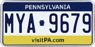 PA license plate MYA9679