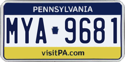 PA license plate MYA9681