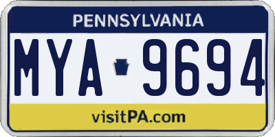 PA license plate MYA9694