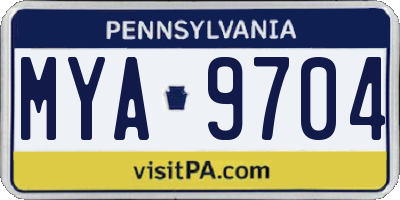 PA license plate MYA9704